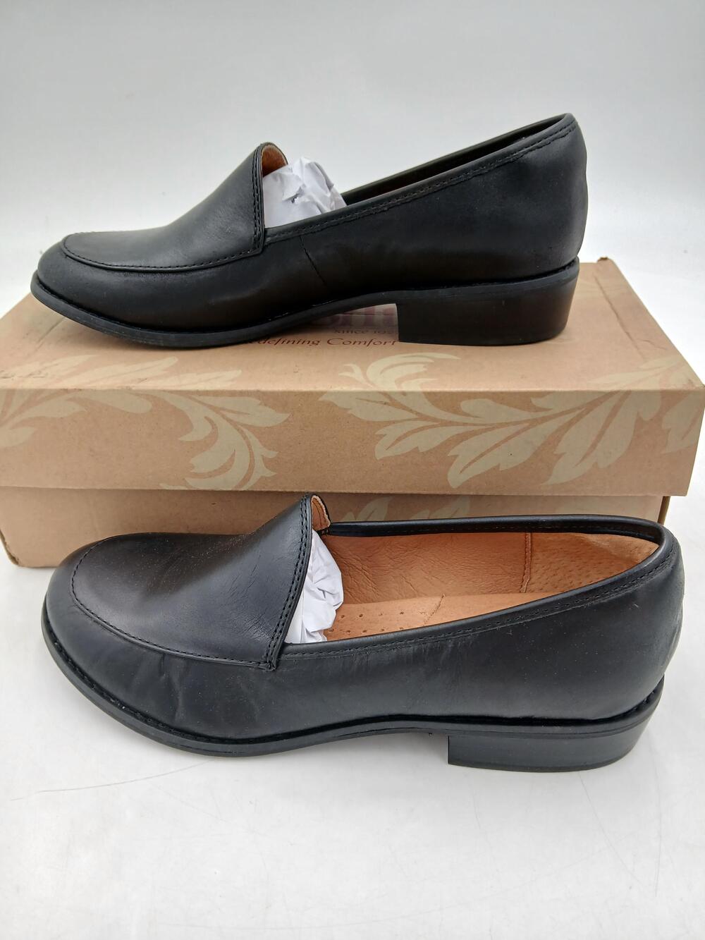 Sofft Napoli Shoes Womens Black Leather Loafer Flats Slip On Comfort Size 8.5